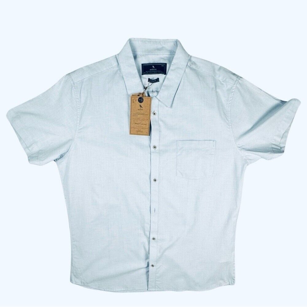 NWT Medicine Mens Size XXL Blue Short Sleeve Button Up shirt Heavyweight Cotton
